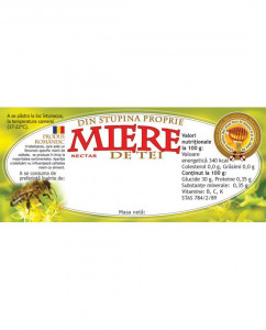 Eticheta miere de tei din stupina proprie 115mm x 50 mm