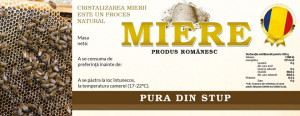 Etichete borcan miere Pura din Stup cu albine pe fagure 154mm x 60mm