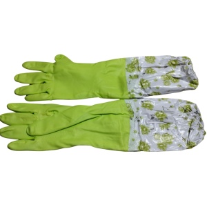 Manusi apicole din cauciuc verde cu manseta cu flori, lungi, captusite, ideale pentru protectie in apicultura si gospodarie - onomeus.ro (2)