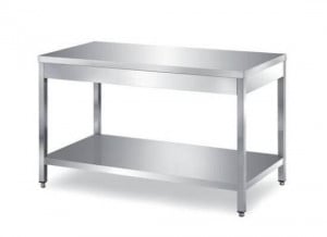 Masa de inox cu polita inferioara si cipioare rectangulare 1000x700x850