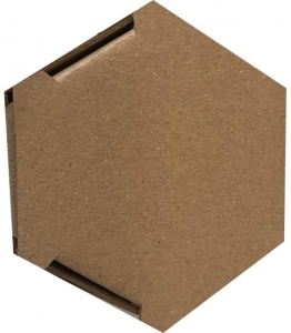 Ambalaj decorativ „Honey” hexagonal, culoare natur, pentru 1 borcan mic de miere vedere superioara