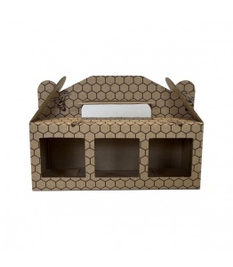 Ambalaj Decorativ „Honey” pentru 3 Borcane – Model Fagure (188x60x72 mm)