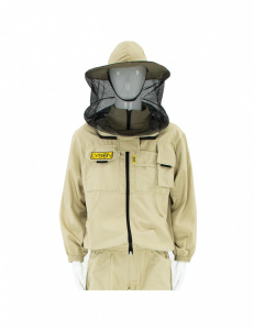 Bluza apicola cu masca si fermoar din bumbac - BEJ - Lyson