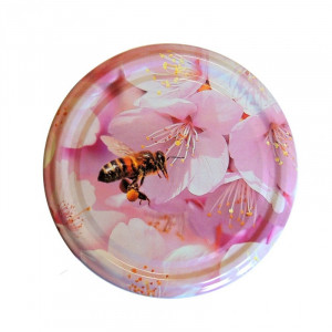 Capac pentru borcane diametru 82mm - Albina pe flori de cires