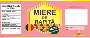 Eticheta autocolanta borcan miere de Rapita 120mm x 52mm