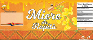 Eticheta autocolanta miere de Rapita cu flori 120mm x 52mm