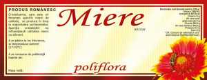 Eticheta borcan miere Poliflora Nectar cu floare portocalie154mm x 60mm