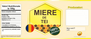 Eticheta autocolanta borcan miere de Tei 120mm x 52mm