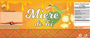 Eticheta autocolanta miere de Tei 120mm x 52mm