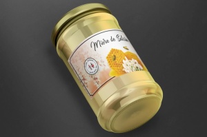 Etichetă autocolantă profesională pentru miere de salcâm – ideală pentru borcane standard, cu fixare sigură și aspect elegant