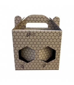 Ambalaj Decorativ „Honey” pentru 2 Borcane – Model Fagure (150x73x125 mm)