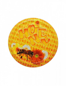 Capac pentru borcane diametru 82mm - Albina pe floare cu scris Honey
