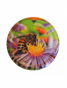 Capac pentru borcane diametru 82mm - Albina pe floare mov 2