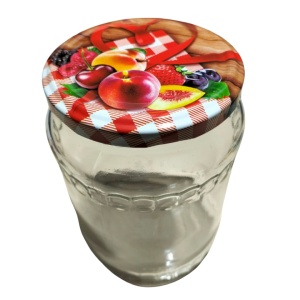 Capac decorativ cu fructe pentru borcane 720 ml, diametru 82 mm, ideal pentru miere sau dulceata, cu model colorat tematic.- onomeus.ro (2)