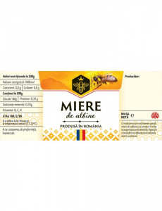 Eticheta borcan miere simpla cu motive traditionale 120mm x 52mm