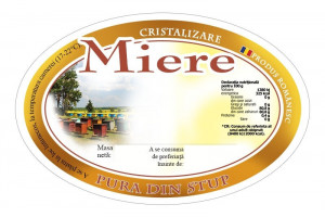 Eticheta miere Pura din stup cu fundal stupina95X62 mm