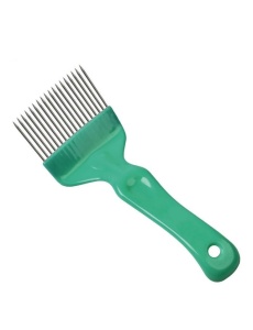 Furculita de descapacit cu maner din plastic si dinti din inox grosi - verde