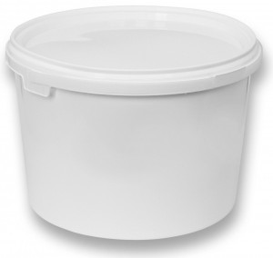 Galeata rotunda din plastic alb cu capac clipsabil si toarta - 2.8 litri
