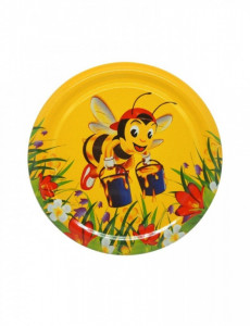 Capac pentru borcane diametru 82mm - Albina cu sapca si galetuse cu miere