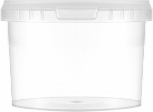 Galeata rotunda din plastic transparenta cu capac clipsabil transparent - 0.5 litri