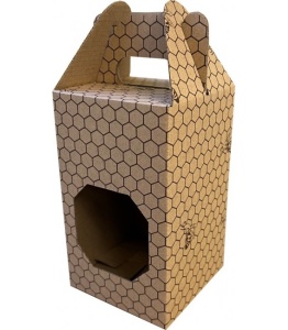 Ambalaj decorativ „Honey” cu fereastră, model fagure, potrivit pentru un borcan mare.