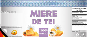Eticheta traditionala pentru borcan de miere de Tei 120mm x 52mm