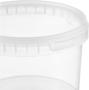 Galeata rotunda din plastic transparenta cu capac clipsabil transparent - 0.5 litri