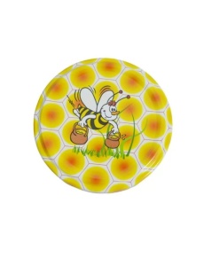 Capac Borcan 720 ml Albina galetuse de miere pe fundal fagure galben – Diametru 82 mm
