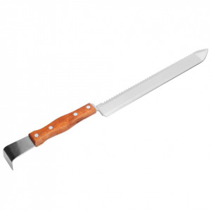 Cutit apicol din inox multifunctional cu lama zimtata cu dalta si maner din lemn