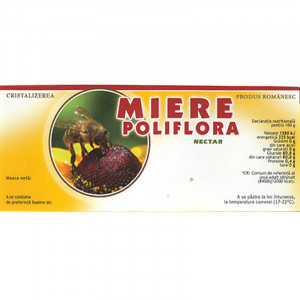 Eticheta borcan miere Poliflora Nectar portocalie 115mm x 50mm