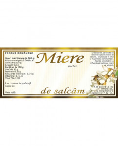 Eticheta miere de Salcam auriu 115mm x 50 mm