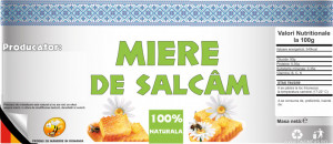 Eticheta traditionala pentru borcan de miere de Salcam 120mm x 52mm