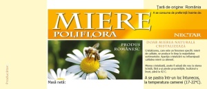 Eticheta miere portocalie Poliflora Nectar 115 mm x 50 mm