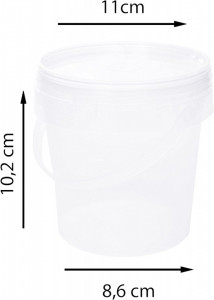 Galeata rotunda din plastic transparenta cu capac clipsabil transparent - 0.5 litri