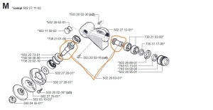 Kit reparatie angrenaj unghiular original motounealta Husqvarna 252R,250R - Img 2