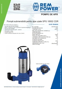 Pompă submersibilă pentru ape uzate REM POWER SPG 18502 CDR - Img 2
