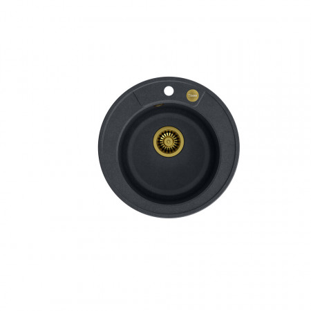 MORGAN 210 + chiuvetă cu 1 vas din nano PVD + sifon / diamant negru / elemente aurii