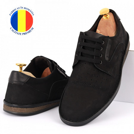 Pantofi din piele naturală Cod 640 Negru