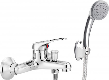 Robinet pentru cada montat pe perete cu set de dus