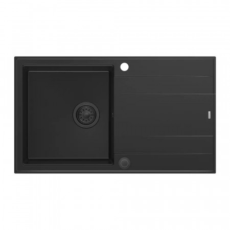Chiuveta compozit incastrata Quadron Unique Evan 136 XL negru carbon 86x50 cm