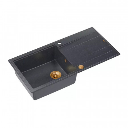 Chiuveta compozit incastrata Quadron Unique Evan 146 XL negru diamant - cupru 100x50 cm