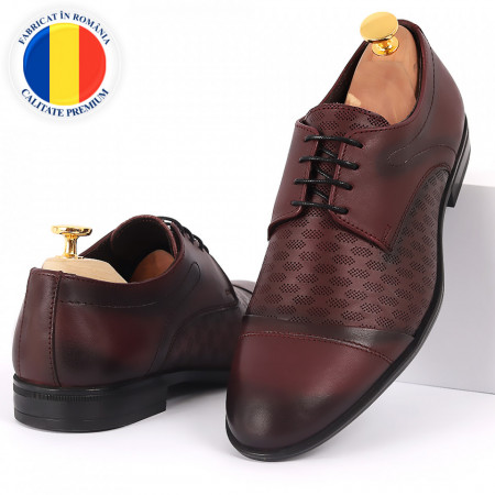 Pantofi din piele naturală pentru bărbați cod 9210 Bordo