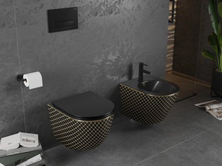 Set vas WC + Bideu FLSK Black/Gold squared