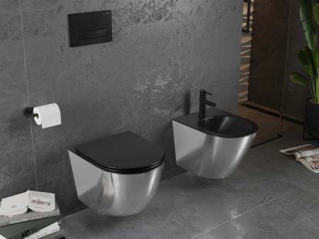 Set vas WC + Bideu FLSK Black/Silver