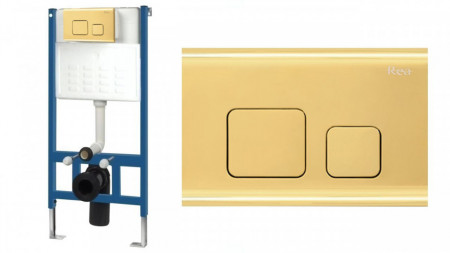 Set cadru pentru vas de toaletă cu buton F Gold