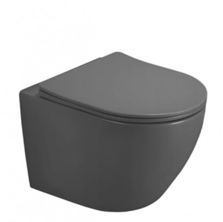 WC suspendat gri închis SOFT CLOSE PREMIUM SLIM 37x49x37 cm