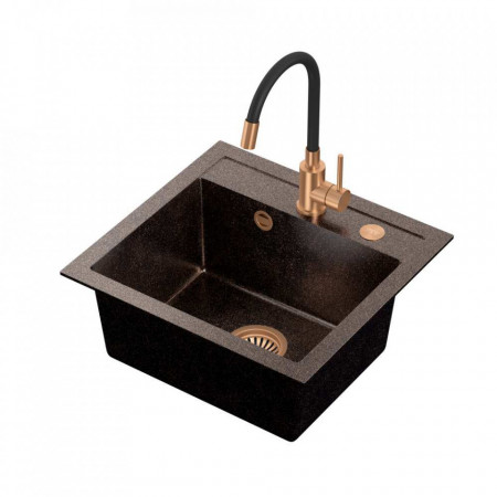 ART JOHNNY 110 Steingran Art Copper Black Pearl cu sifon manual, baterie Maggie PVD și mufă - cupru perlat negru