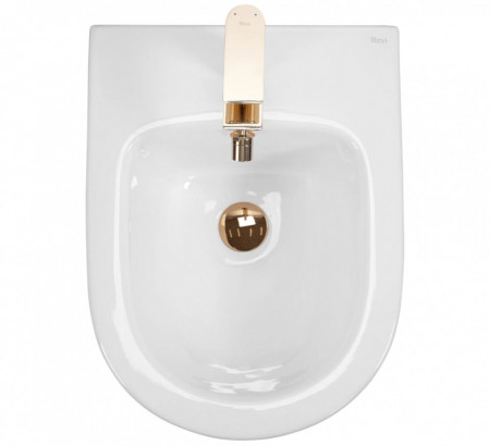 Bideu suspendabil Rea Carlo Mini White Gold Edge Alb cu dunga Aurie