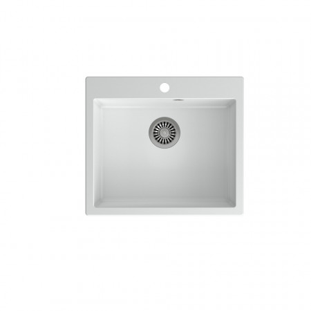 MORGAN 110 Chiuvetă încastrată cu 1 vas + sifon / alb ca zăpadă / elemente din oțel