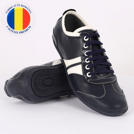 Pantofi sport din piele naturală bleumarin închis cod 3242